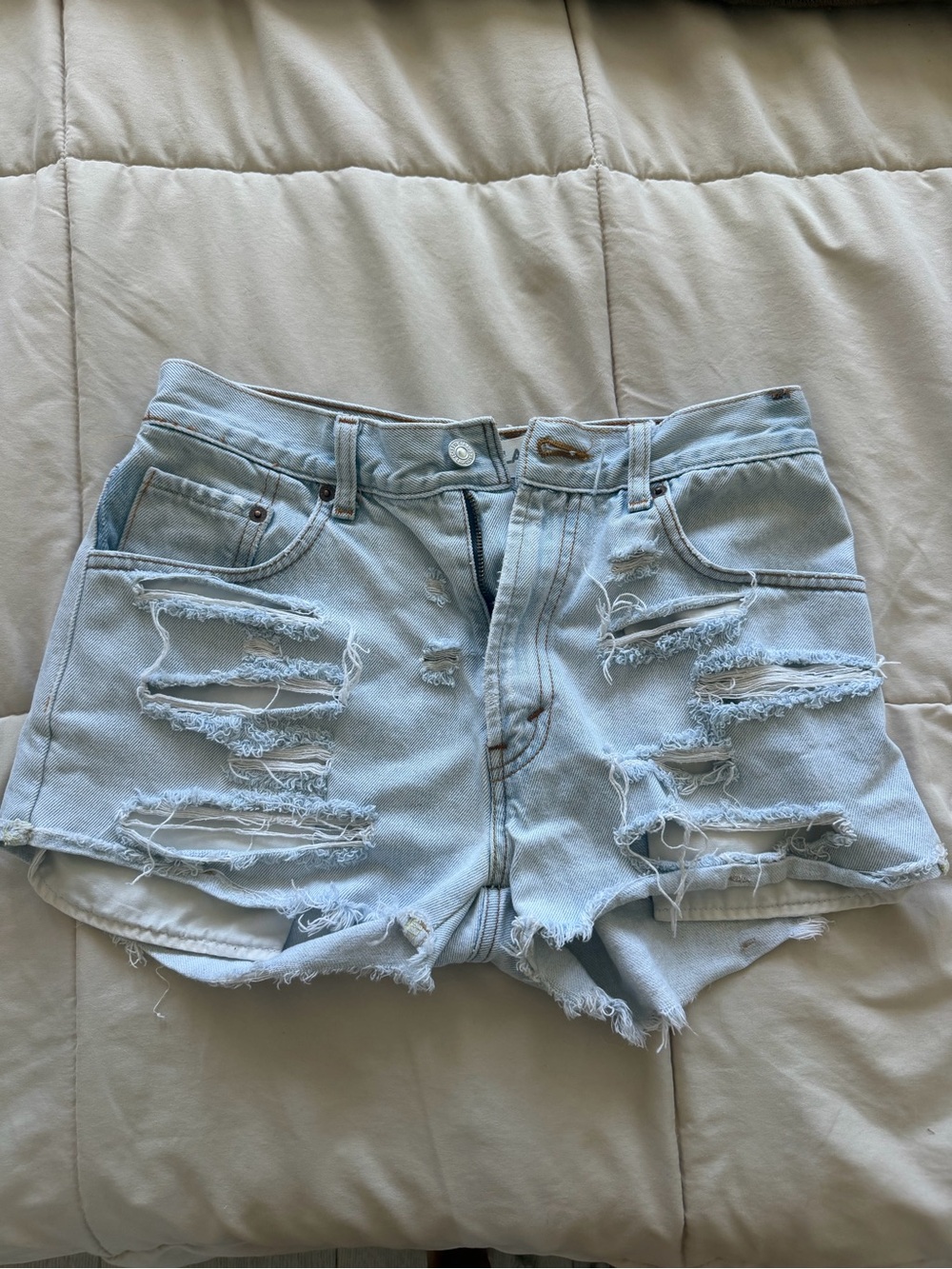 Levi's Light Blue Distressed Denim Cutoff Shorts
